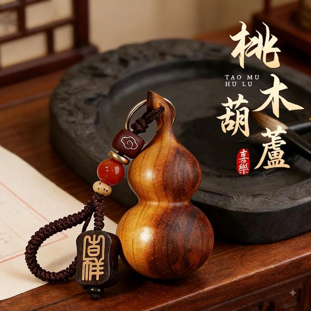桃木精雕葫蘆鑰匙扣