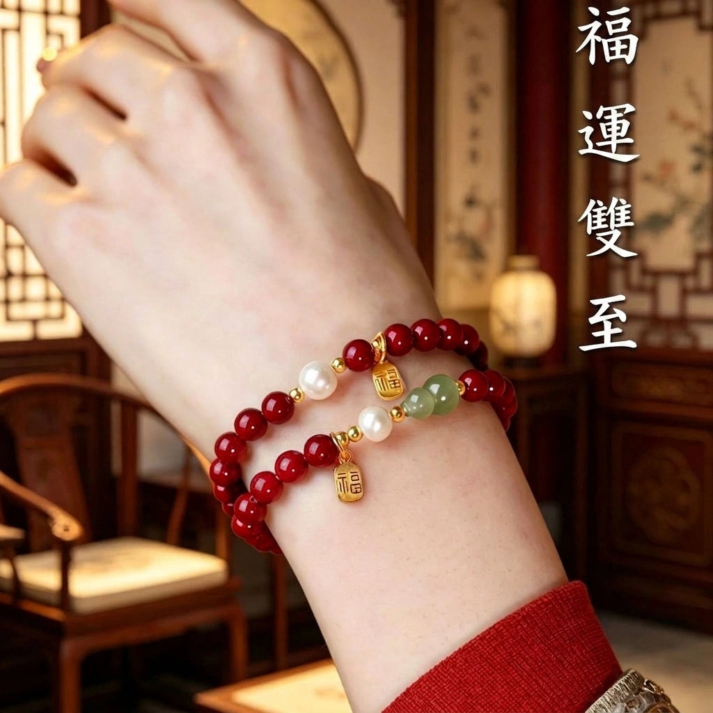 福運雙至硃砂手串